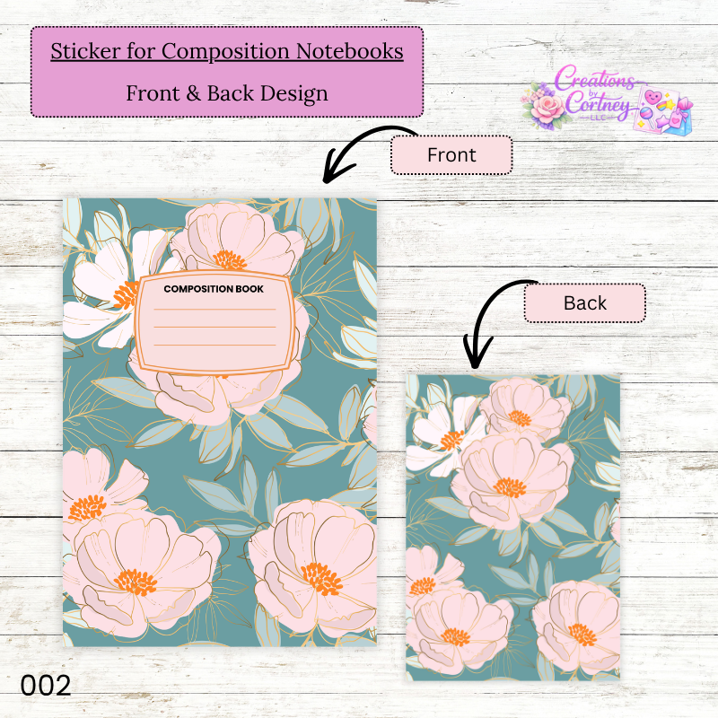 Floral Composition Notebook Sticker Label
