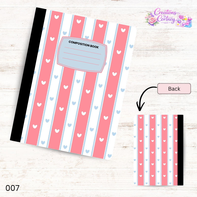 Heart Stripe Composition Notebook