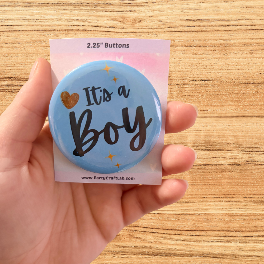 It’s a Girl & It’s a Boy Gender Reveal Buttons – 2.25" Party Pins