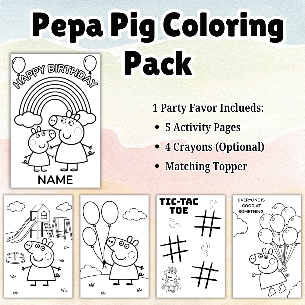 Peppa Pig Coloring Pack – Personalized Birthday Party Favor (Physical)