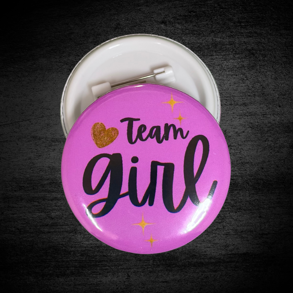 Team Girl & Team Boy Gender Reveal Buttons – 2.25" Party Pins