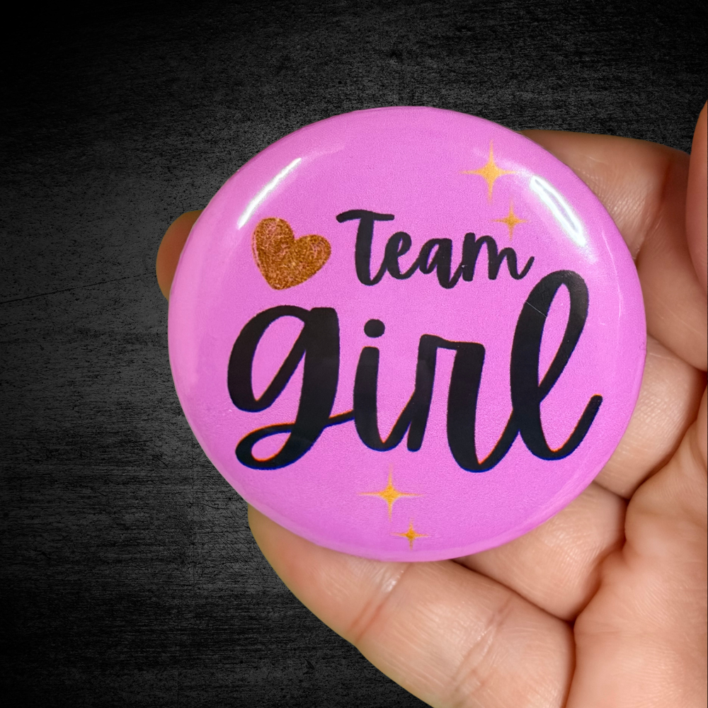 Team Girl & Team Boy Gender Reveal Buttons – 2.25" Party Pins