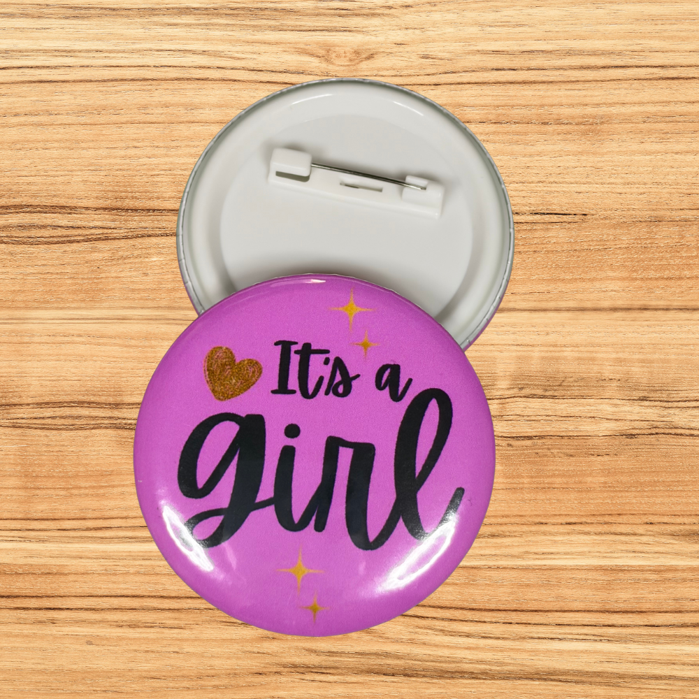 It’s a Girl & It’s a Boy Gender Reveal Buttons – 2.25" Party Pins